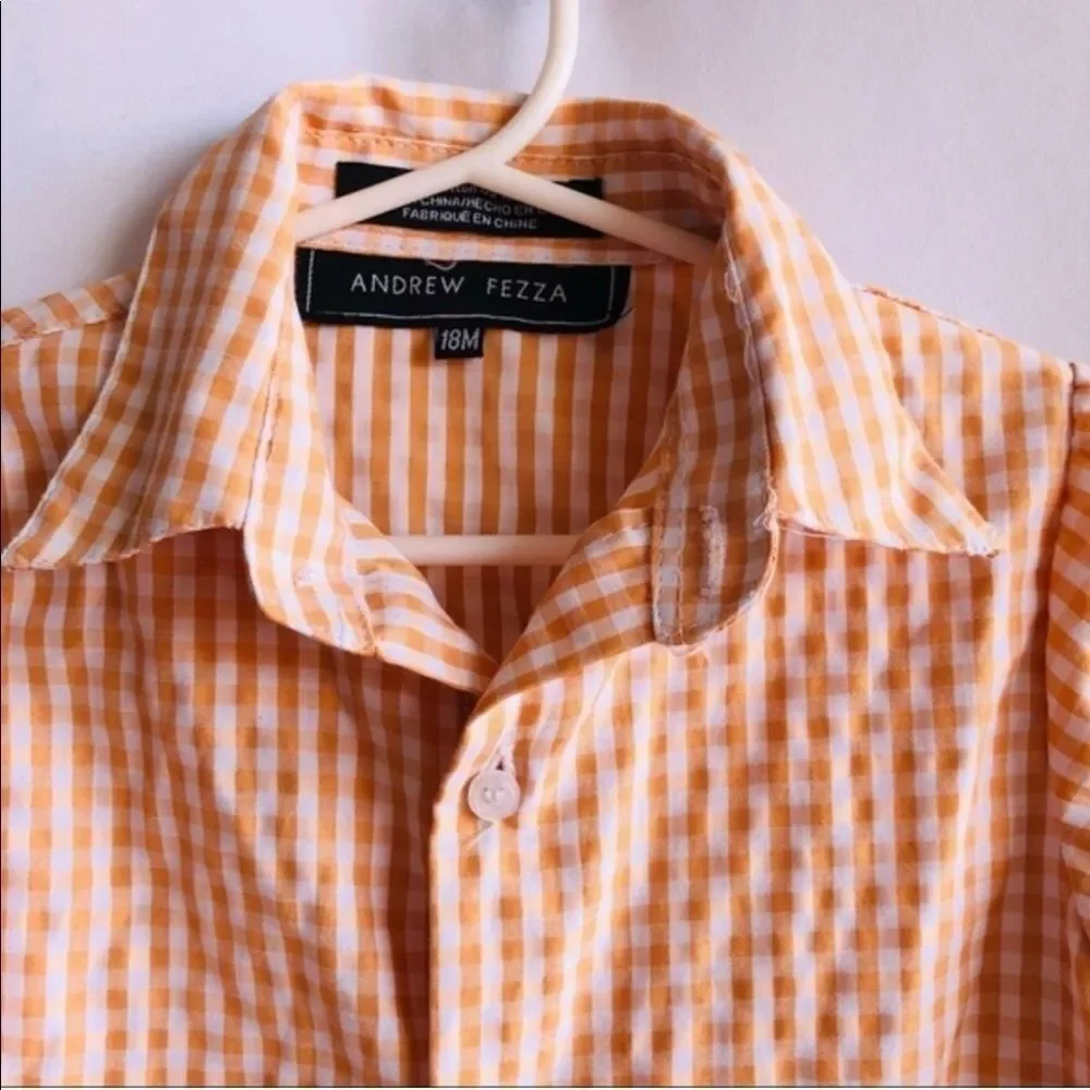 Andrew Fezza Baby Orange Gingham Shirt